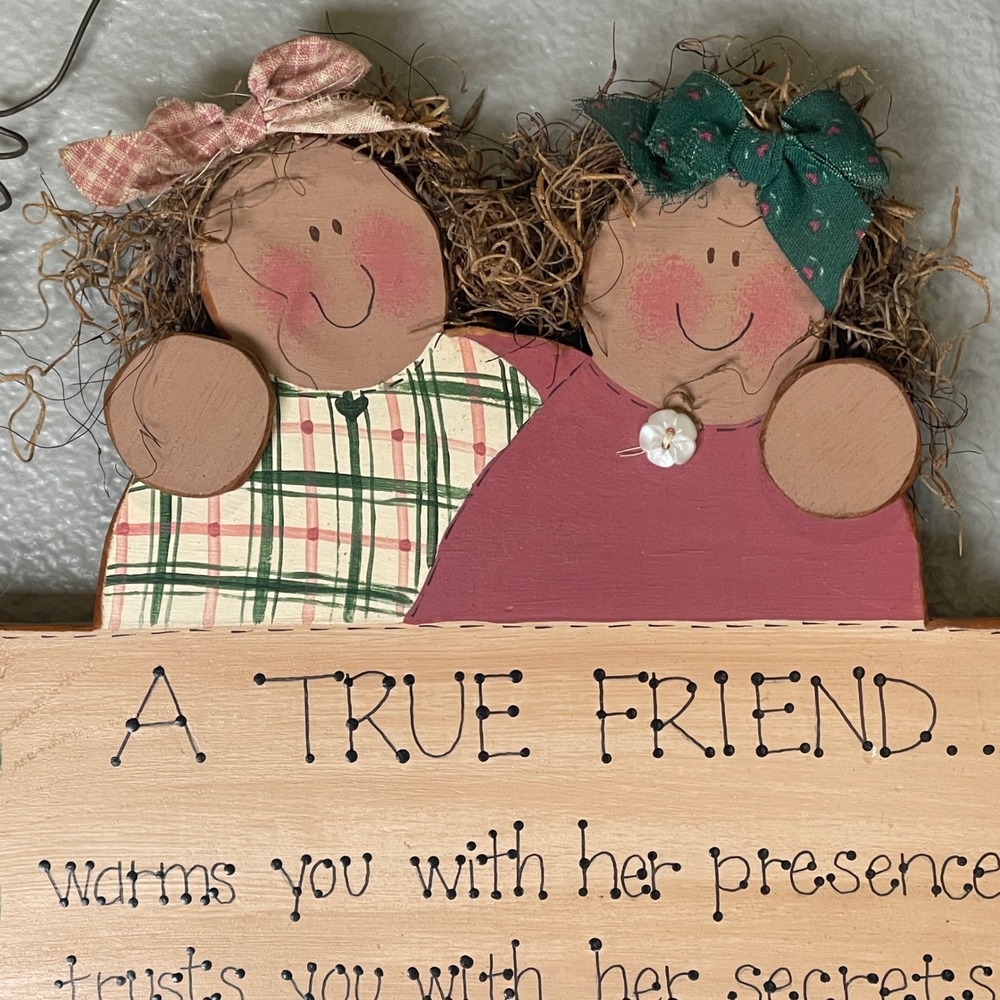Friendship Vintage Decorative Hand Painted Wooden Wall Hanging Folk Art‎ Style - Picture 3 of 12
